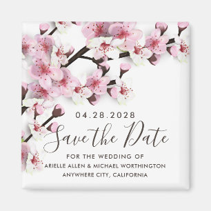Kirschblüten-Rosa-Hochzeit-Save-the-Date-Magnete Magnet