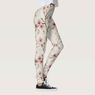 Kirschblüten-Rosa Japanisches Floralmuster Leggings