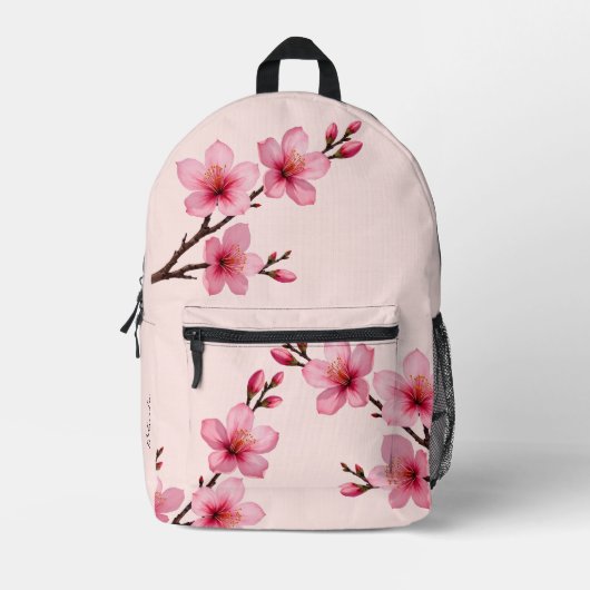 Kirschblüten-Rosa-Monogramm Bedruckter Rucksack (Vorderseite)