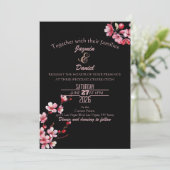 Kirschblüten Rosa Rot Aquarell Einladung (Stehend Vorderseite)