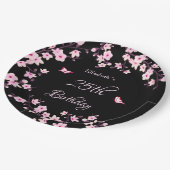 Kirschblüten Rosa Schwarz Benutzerdefiniert Pappteller (Schrägansicht)