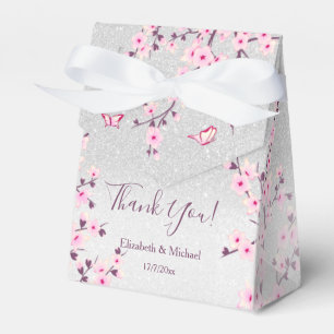 Kirschblüten Rosa Silber Glitter Hochzeit nach Maß Geschenkschachtel