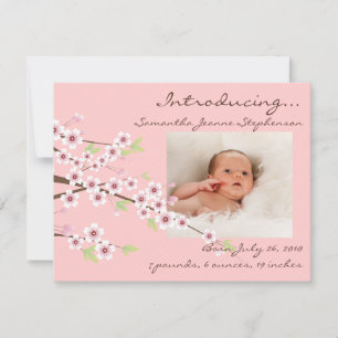 Kirschblüten-Rosa und Braunes Baby-Mädchen-Foto-Ge Ankündigung