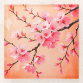 Kirschblüten-Rosa Untersetzer – Sakura Florale Äst (Vorderseite)