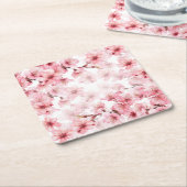 Kirschblüten Rosa Weiß Custom Rechteckiger Pappuntersetzer (angewinkelt)