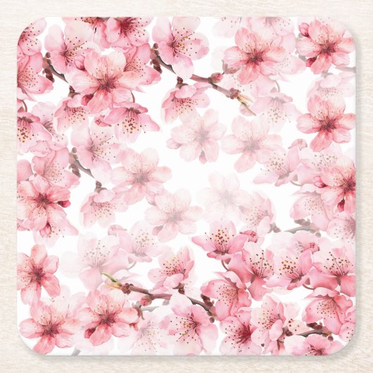 Kirschblüten Rosa Weiß Custom Rechteckiger Pappuntersetzer (Vorderseite)