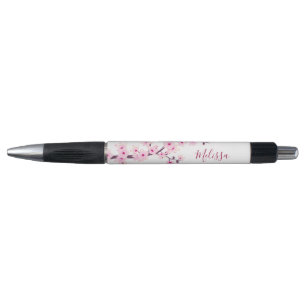 Kirschblüten Rosa Weiß Monogramm Kugelschreiber