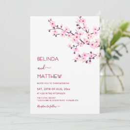 Kirschblüten Rosa Weiße Casual-Hochzeit Einladung