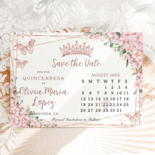 Kirschblüten Rosen Gold Quinceañera Kalender Save The Date