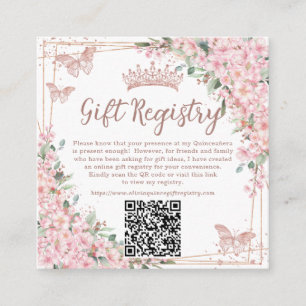 Kirschblüten Rosen Gold Quinceanera QR Geschenk Begleitkarte