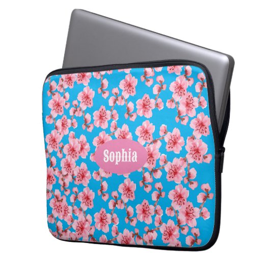 Kirschblüten Ruhe Laptopschutzhülle (Vorderseite Links)