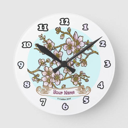 Kirschblüten runde wanduhr (Vorderseite)