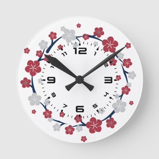 Kirschblüten Runde Wanduhr (Vorderseite)
