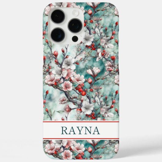 Kirschblüten Sakura Druck Monogramm Case-Mate iPhone Hülle (Rückseite)