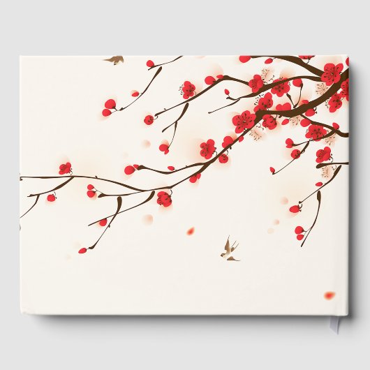 Kirschblüten (Sakura) Hochzeit der Wasserfarben Gästebuch (Rückseite)