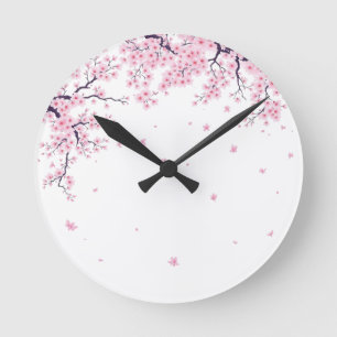 Kirschblüten Sakura Japanische Kunst-Tasche  Runde Wanduhr
