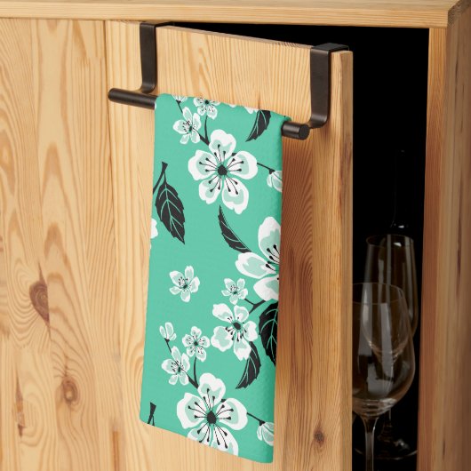 KIRSCHBLÜTEN - SAKURA (MINZE) GESCHIRRTUCH (Drittel gefaltet)