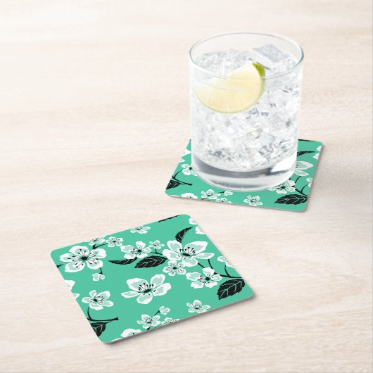 KIRSCHBLÜTEN - SAKURA (MINZE) RECHTECKIGER PAPPUNTERSETZER (Vor Ort)