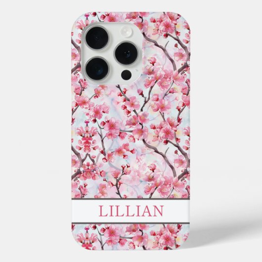 Kirschblüten Sakura Monogramm Case-Mate iPhone Hülle (Rückseite)