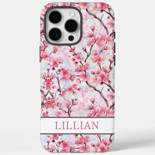 Kirschblüten Sakura Monogramm Case-Mate iPhone Hülle (Rückseite)