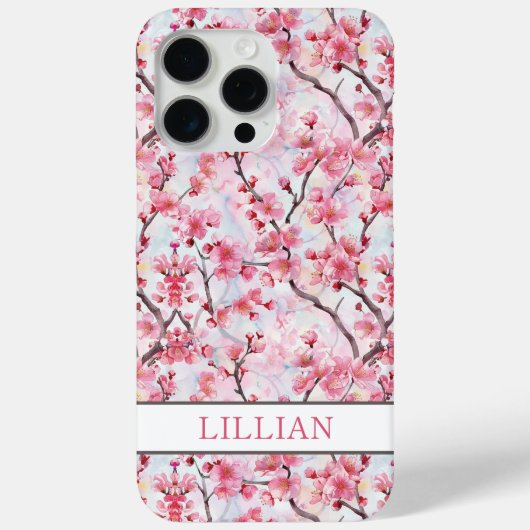 Kirschblüten Sakura Monogramm Case-Mate iPhone Hülle (Rückseite)