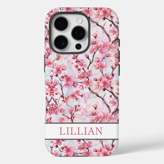 Kirschblüten Sakura Monogramm Case-Mate iPhone Hülle (Rückseite)