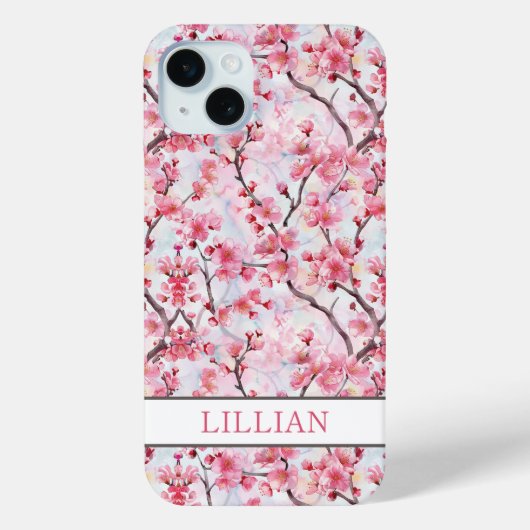 Kirschblüten Sakura Monogramm Case-Mate iPhone Hülle (Rückseite)