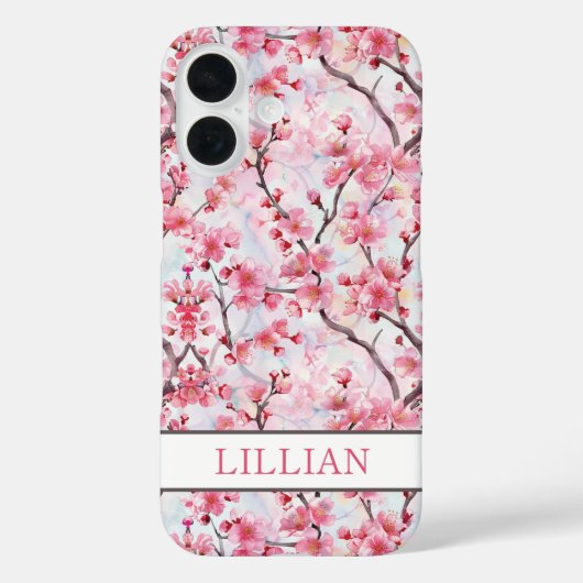 Kirschblüten Sakura monogrammiert Case-Mate iPhone Hülle (Rückseite)