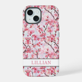 Kirschblüten Sakura monogrammiert iPhone 15 Hülle