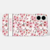 Kirschblüten Sakura Muster Monogramm Case-Mate iPhone Hülle (Rückseite (Horizontal))