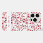 Kirschblüten Sakura Muster Monogramm iPhone Hülle (Rückseite (Horizontal))
