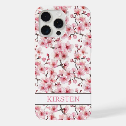 Kirschblüten Sakura Muster Monogramm iPhone Hülle (Rückseite)