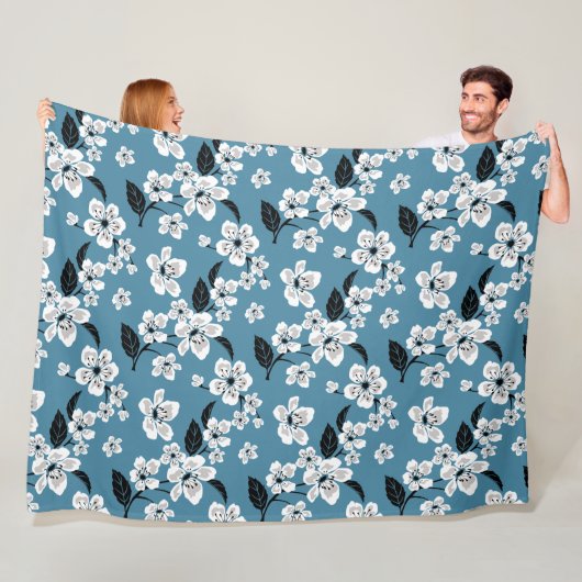 KIRSCHBLÜTEN - SAKURA (RAUCHBLAU) FLEECEDECKE (Beispiel)