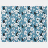 KIRSCHBLÜTEN - SAKURA (RAUCHBLAU) FLEECEDECKE (Vorderseite (Horizontal))