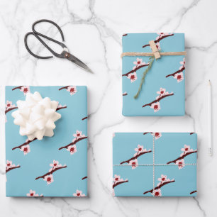 Kirschblüten, Sakura, rosa Blumenmuster Geschenkpapier Set
