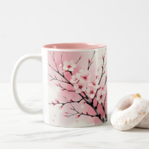 Kirschblüten-Sakura-Tasse   Elegantes Rosa-Wasserc Zweifarbige Tasse