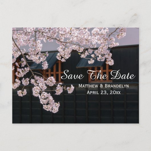 Kirschblüten Save the Date Hochzeitskarte Ankündigungspostkarte (Vorderseite)