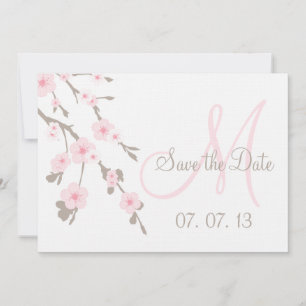 Kirschblüten-Save-the-Date Pink-Taupe Einladung