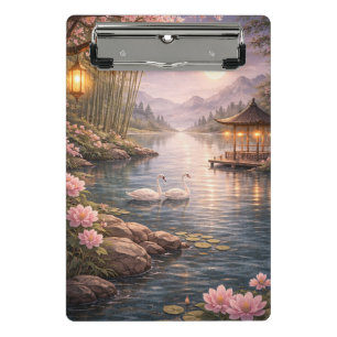 Kirschblüten-Schwanensee-Clipboard – Ästhetik F Mini Klemmbrett