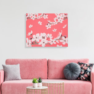 Kirschblüten Schwimmende Blumen Leinwanddruck