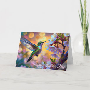 Kirschblüten-Sonnenaufgang Muttertag Kolibri Karte