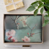 Kirschblüten Spatz Türkis Himmel Vogel Floral Seidenpapier (Geschenk)