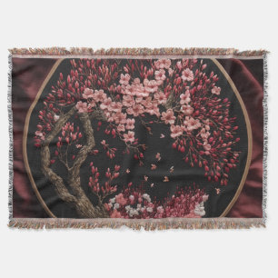 Kirschblüten Stickerei Hochzeit Vintage Wrappi Decke