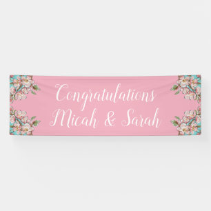 Kirschblüten-Teal-Retro-Vintage-Baby-Party Banner