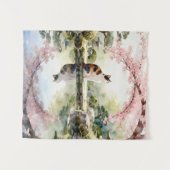 Kirschblüten-Teich-Reflexionsszene Wandteppich (Vorderseite (Horizontal))