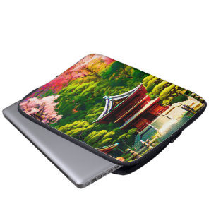 Kirschblüten-Tempel Laptopschutzhülle