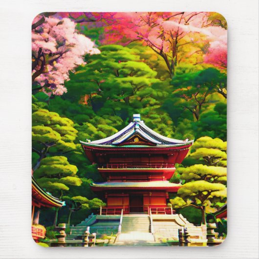 Kirschblüten-Tempel Mousepad (Vorne)