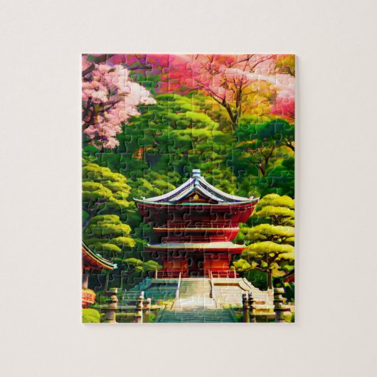 Kirschblüten-Tempel Puzzle (Vertikal)
