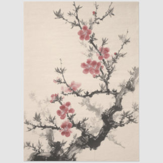 Kirschblüten-Tinte-Stil-Decoupage Seidenpapier