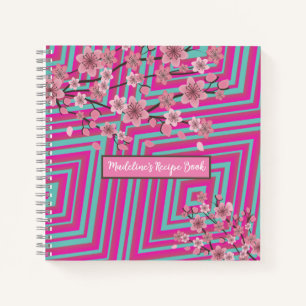 Kirschblüten-Trippy-Verlauf-Gestreifte Rosa Rezept Notizblock